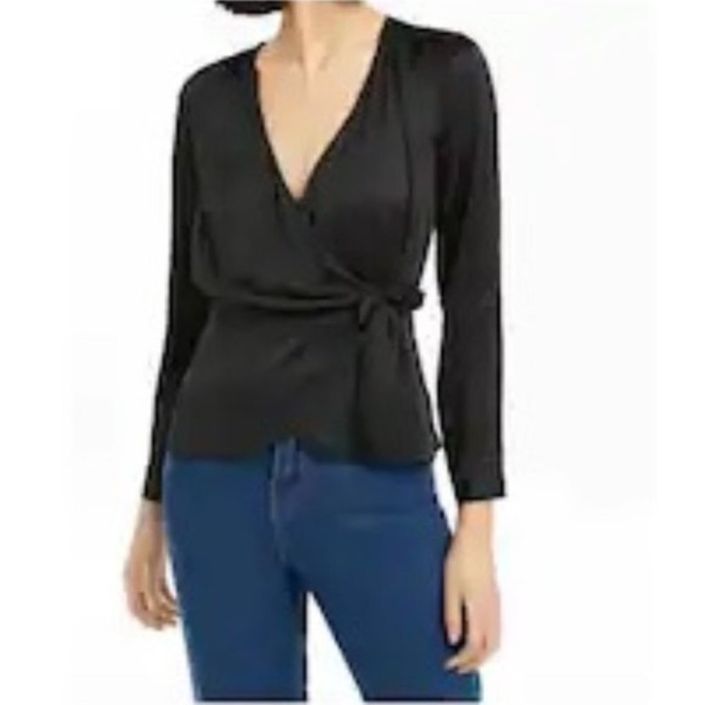Bar III Faux-Wrap Tie-Waist Top